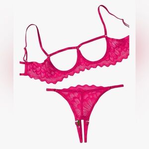 NWT No Label Size XL Pink Womens Sexy Lace Lingerie Nightie Set